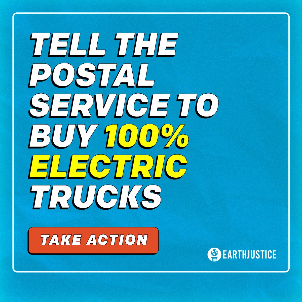 Earthjustice's tweet photo. It’s a no-brainer! Mail trucks travel short distances at low speeds, and park overnight at a centralized location. They’re low-hanging fruit for electrification. Tell the Postal Service to reverse course and pursue electric trucks.