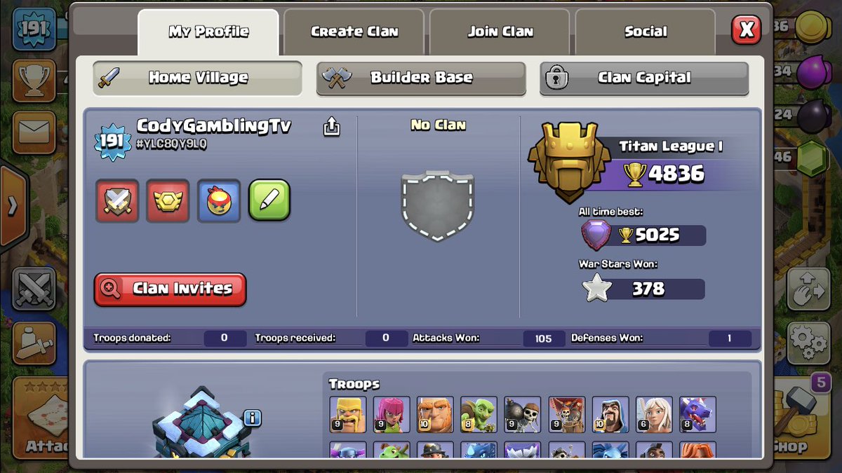 CodyGaming2025's tweet photo. I don’t need a clan. I will just do my own things to make sure I’m a fully maxed townhall 13. #Clanless https://t.co/LRw3ctjjeK