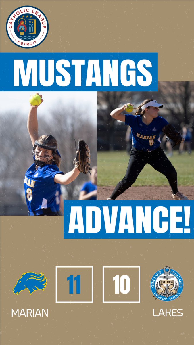 marianathletics's tweet photo. With 2 outs in the bottom of the 7th, @annaherb11 scores from 1st on a line drive by freshman Georgia Zilka to earn a walk-off, 11-10 win over @OLLathletics in the @CHSL1926 Cardinal Div. QF! #MarianStrong https://t.co/EiF5T7PttJ