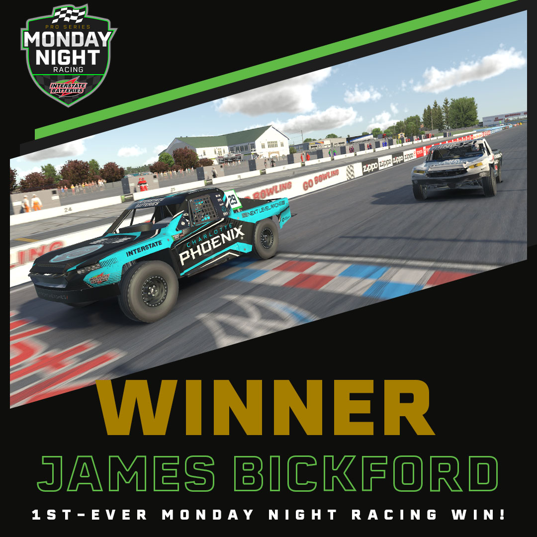 PodiumeSports's tweet photo. An intense battle in the final lap leads to James Bickford getting his 1st-ever MNR win at The Glen!

Tune in for the post-race interviews: https://t.co/eKm3IRd3q1

@SimSeats
@MonNightRacing
@interstatebatts

#SimSeatsChallenge
#iRacing
#Esports
#MondayNightRacing https://t.co/VHAhHBbelR