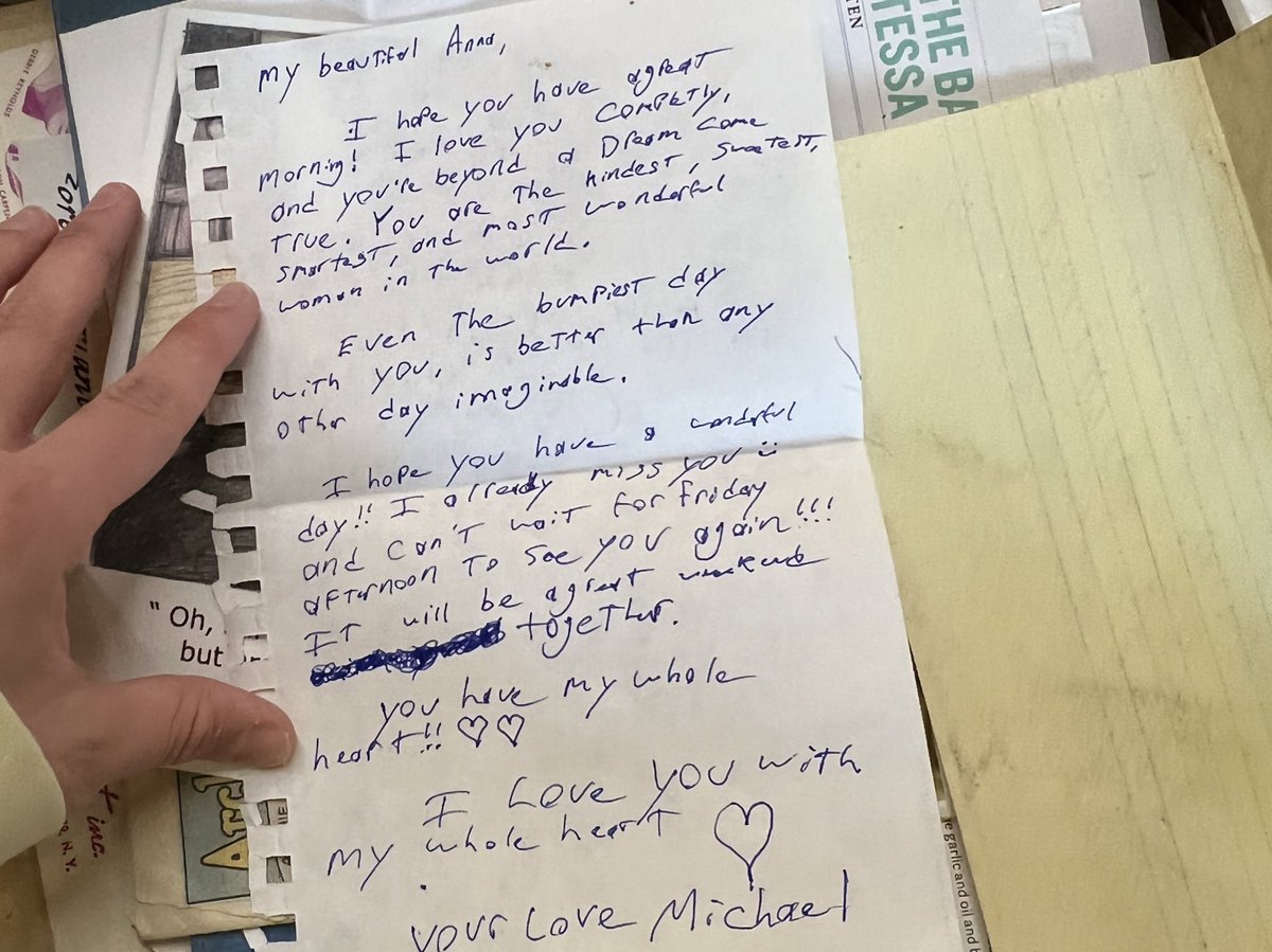 ConlonMaggie's tweet photo. Today at a used book store today, I found a box where you could buy “things found in books” like little notes and scraps of paper. Then I found these love letters. How precious and pure💓 https://t.co/78Pnuc9gIe