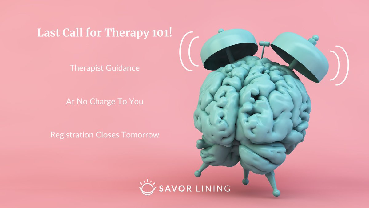 SavorLining's tweet photo. Tomorrow our therapist team will be running our only currently scheduled "Therapy 101" public session at 12pm ET / 9am PT. 

Attendees will be anonymous and able to ask our therapist questions. Hope you can join!

Register:
https://t.co/XNCJDfofdJ

#mentalhealth #mentalfitness https://t.co/QNCW6NN6k3