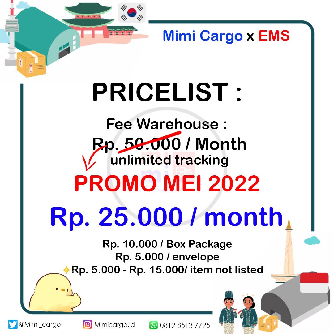 Mimi_Cargo's tweet photo. Yuk kak pakai EMS sama Mimi Cargo aja pasti Lebih menguntungkan dan jajan jadi Lebih tenang 🐥😍💖 

Untuk pendaftaran langsung isi form ke : https://t.co/Dl0RYS7fG6

Diskon berlaku sampai akhir bulan Mei 2022 yaa 🙏🏻😁🐥
Happy Borderless Shopping! https://t.co/KhEOdIePZo