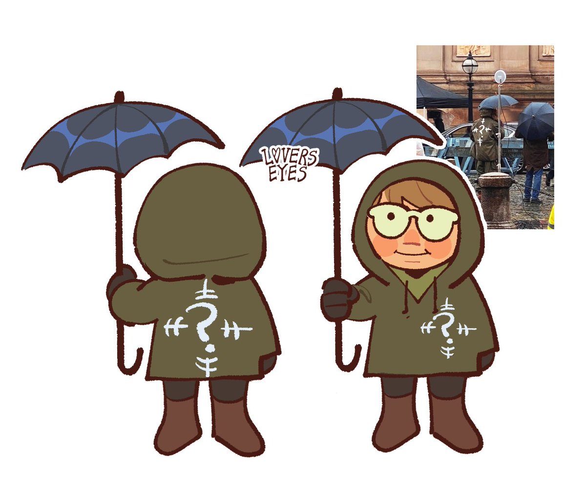 umbrella holding holding umbrella male focus 1boy hood boots  illustration images
