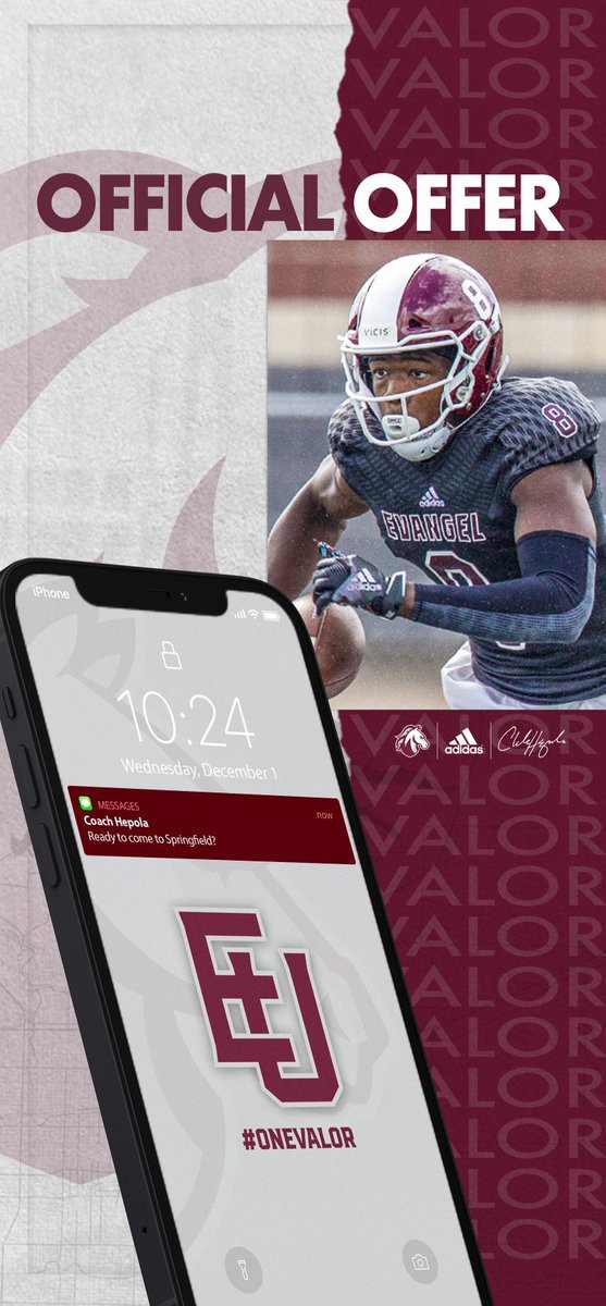 C24Hudson's tweet photo. After a great conversation with @CoachHepola I am blessed to receive my second college football offer from @Evangel_FB. Love the fact that big brother and other broncos are already on campus! @CoachLeeBlank @CoachDollar @RecruitMustang @JRConrad64 #CodeMaroon #EUFootball https://t.co/JBmYC2dH53