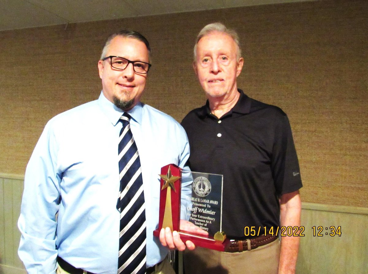 So proud of <a href="/MrWidmier/">Geoff Widmier</a> and all he does to share his knowledge of Texas history with <a href="/HumbleISD_WMS/">Woodcreek Middle</a> students, making connections to their own lives along the way.