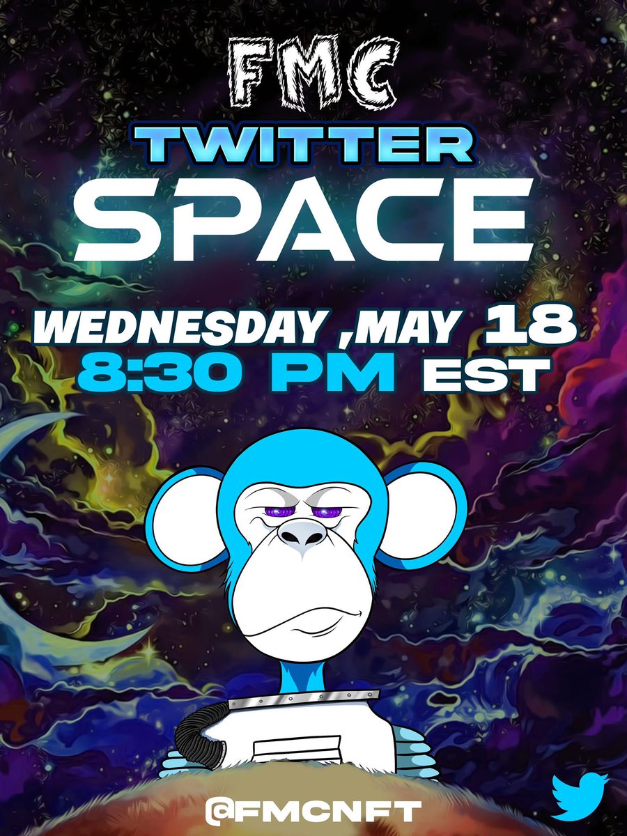 fmcnft's tweet photo. Attention my Famous Holders.

This Wednesday 8:30 pm EST Live twitter space.

Building a better community with FMC 

Be there and invite all your friends. LETS GO BANANASSS ✅

#nft #nftart #nftartist #nftcommunity #nftcollectibles @Banks #nftgallery #nftartgallery https://t.co/taXIsAsq5D
