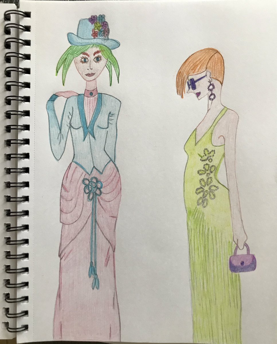 ArtPeixe's tweet photo. Soltando la mano. Mujeres atemporales. No importa con qué indumentaria, color de cabello o tipo de cuerpo: siempre ellas. #drawing #colouredpencils #fashion #women #paper #garments https://t.co/if6brJ8NCJ