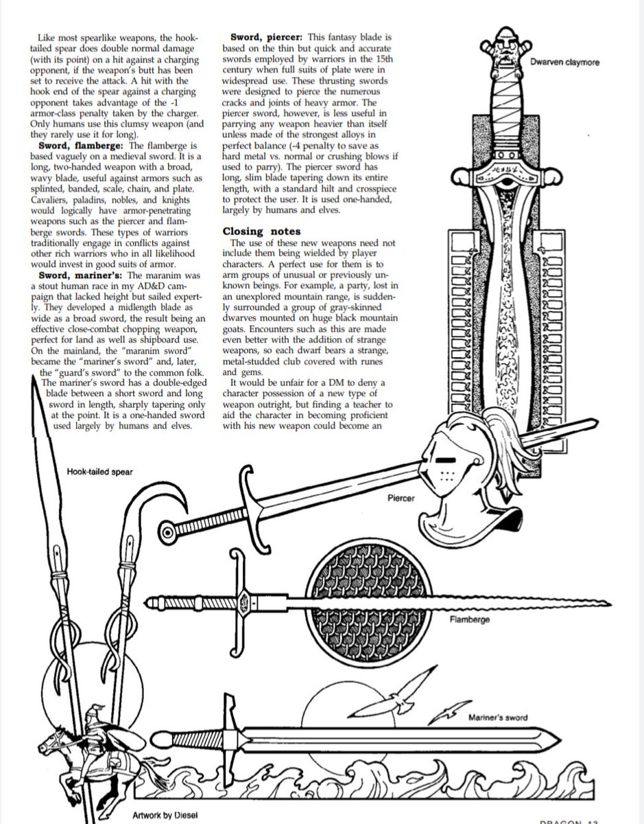 MichaelBlum3's tweet photo. @YoDanno Always enjoyed some good Dragon Magazine articles on different swords/weapons with illustrations. Helpful in the pre-internet days https://t.co/PiWzcVtB3A