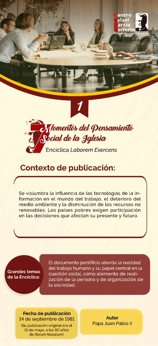 CRGHPSI's tweet photo. 👉🏾 Siete momentos del Pensamiento Social de la Iglesia

✍🏼 Conoce la Encíclica Laborem Exercens, sobre el trabajo humano en el 90 aniversario de Rerum Novarum (1981):
#pensamiento #social #laboremexercens #Mayo https://t.co/Zf6eoX8Rm6