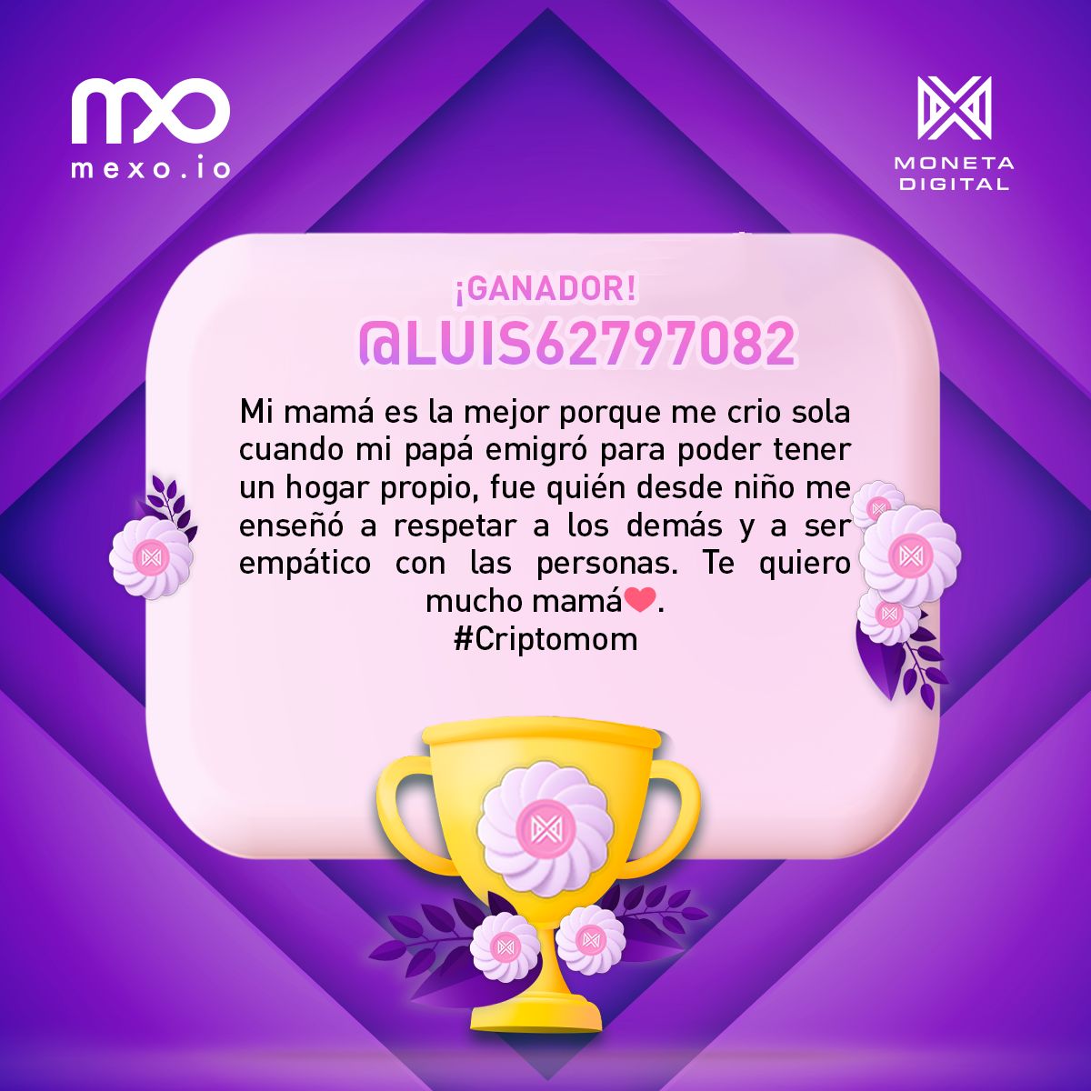 Luis62797082's tweet photo. Muchas gracias a @MMXN_Moneta y a @mexo_io por los 1,000 MMXN, la primer Stablecoin ligada 1:1 con el peso mexicano 🎉🙀 
Un gusto poder participar en esta dinámica del día de las madres.❤️
#mexo #MMXN #Criptomom https://t.co/1tl1WjY2jQ