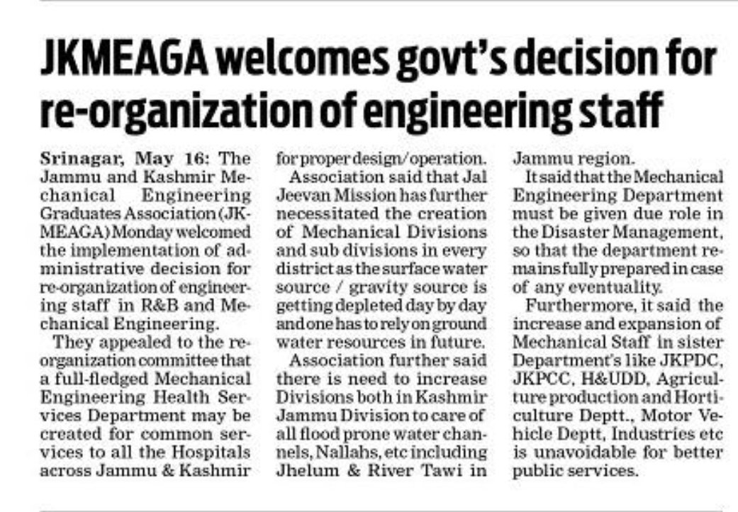 JKMEGA_'s tweet photo. Better public deliverenvce in modern mechanised world is possible only by proper utilisation and Expansion of Mechanical cadre.
An Appeal
 @OfficeOfLGJandK https://t.co/cdkGUmJS5b