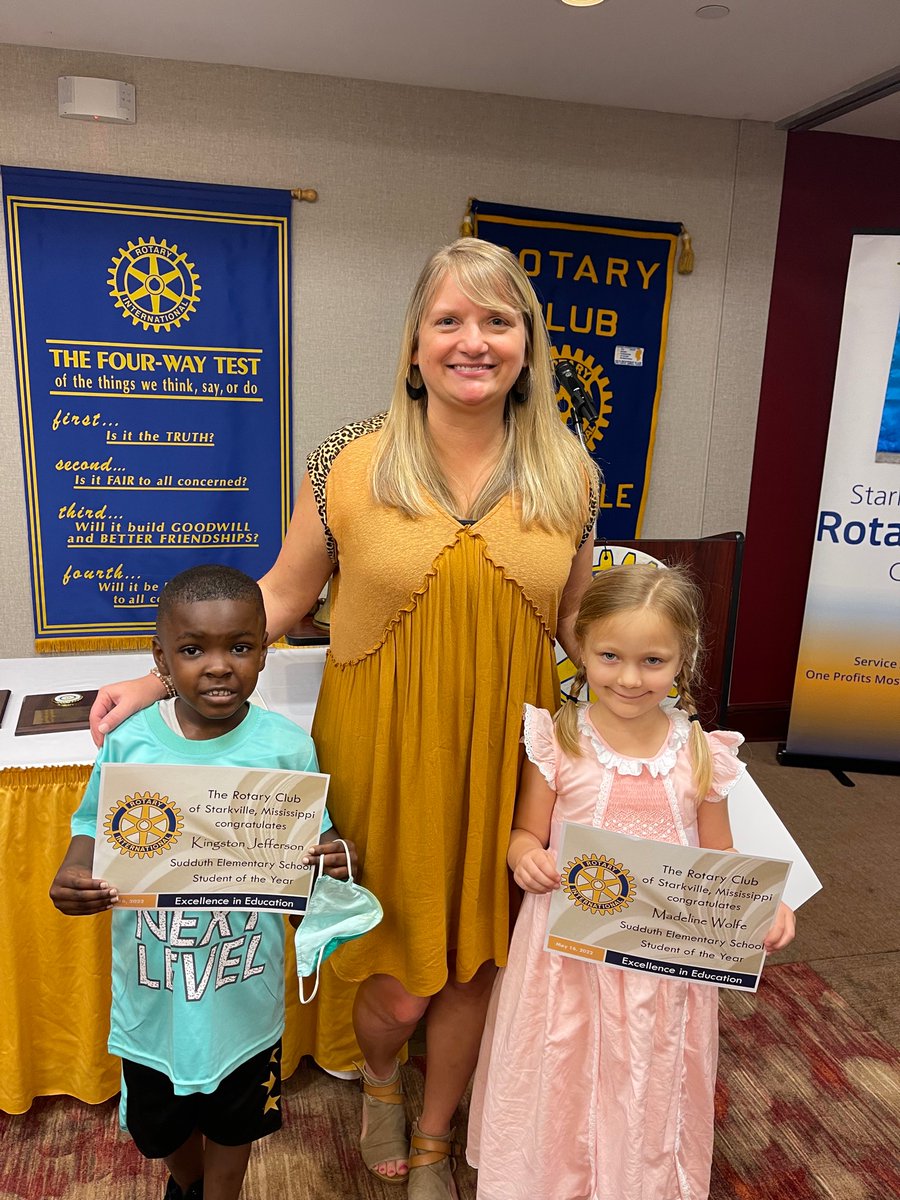 I was so honored today to be chosen Rotary Teacher <a href="/StarkvRotary/">Starkville Rotary</a>  for Sudduth Elementary. I’m so proud of my class and their growth this year. I got to bring along two very sweet,  hardworking and well deserving students. Great way to end the year! 💛🐝🖤
