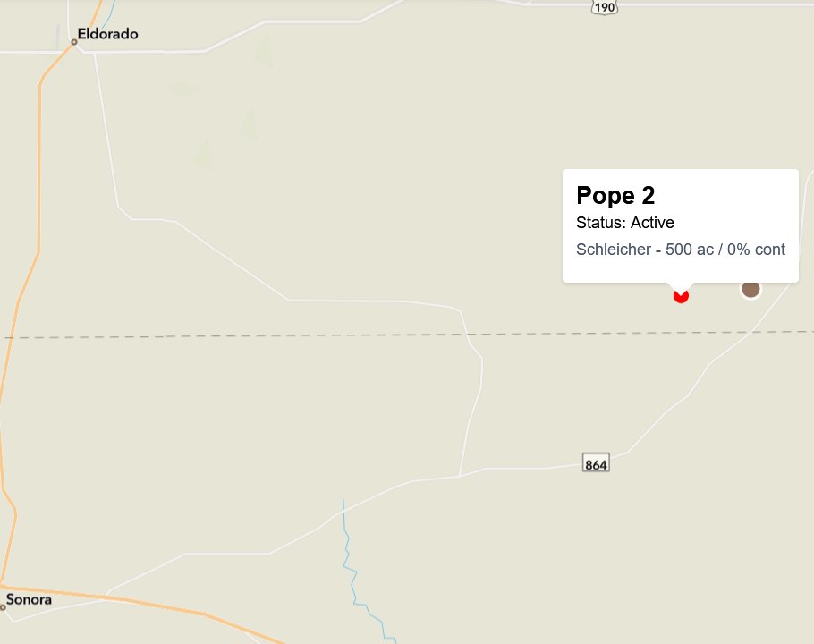 AllHazardsTFS's tweet photo. Alert: Texas A&M Forest Service is responding to a request for assistance in Schleicher County on the #Pope2Fire. The fire is an estimated 500 acres and 0% contained. #txfire https://t.co/B2yc73ZOMN