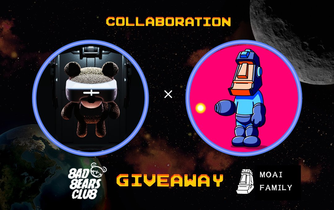 🚀Bad Bears Club x Moai Family🚀

BBC
🎁10x WL Spots🎉
🎁25x Raffle WL Spots🎉 (FCFS in discord)

Moai Fam 
🎁10x WL Spot

1️⃣❤️ + RT &amp; Tag 3 Frens
2️⃣Follow @BadBearsClubNFT <a href="/MoaiFamily/">Moai Family</a>
3️⃣Join Discord
BBC: discord.gg/YKbN6t7P
MOAI: discord.gg/moaifamily

48hrs🎉

#NFT #NFTs