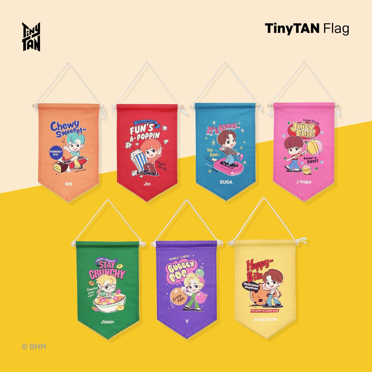 [April 2022] Newly Launched Licensed Products! TinyTAN @NARA_HOME_DECO Body Pillow & Flag available in Japan and Korea