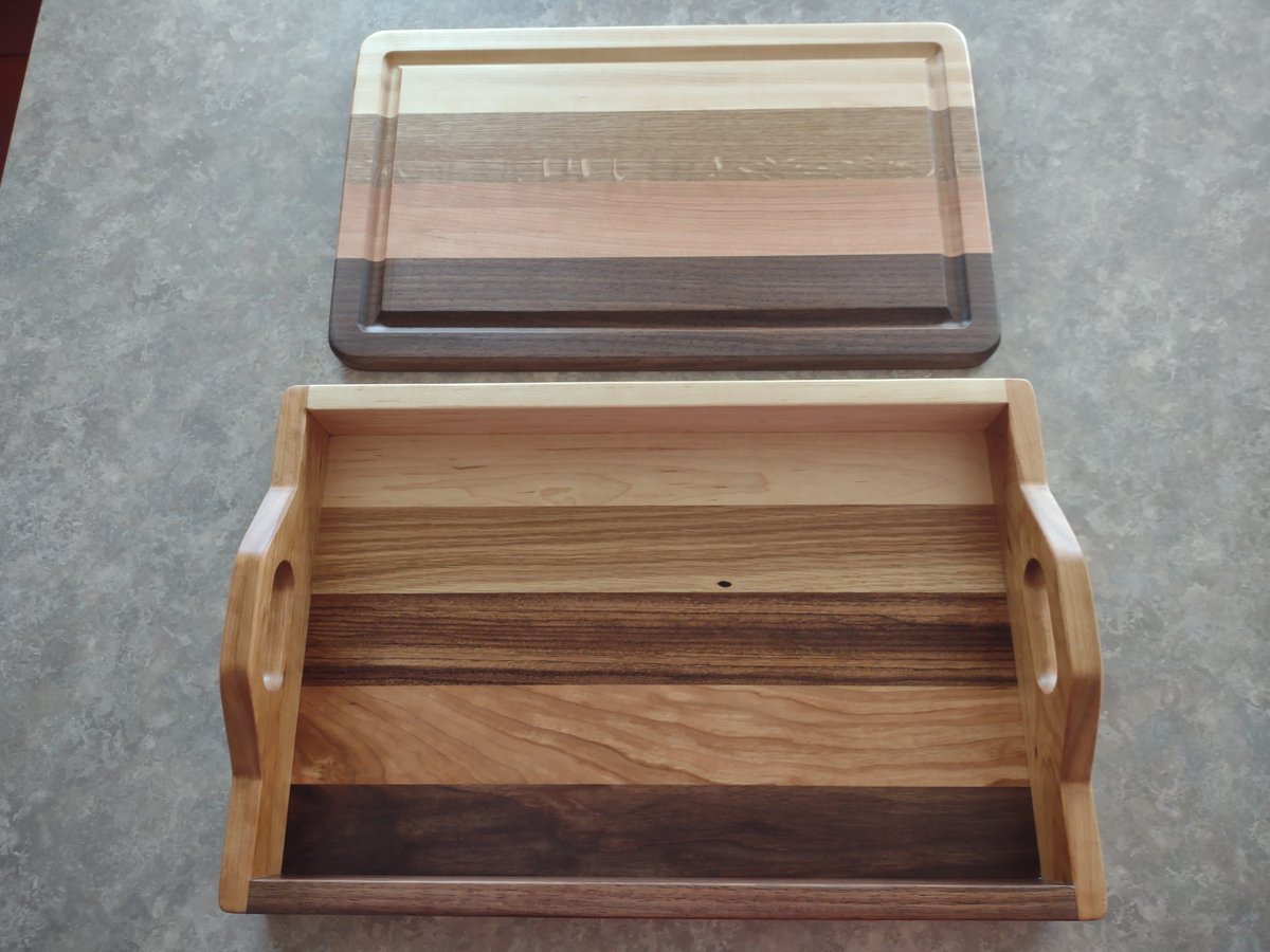 NedFlanders113's tweet photo. #woodworking Recent projects:  serving tray and matching cutting board. https://t.co/c9xD1CoI8z