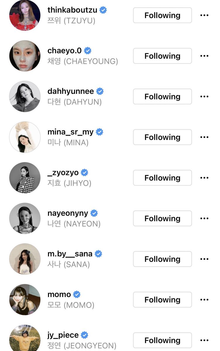 oncetwicebrasil's tweet photo. 🚨 TWICE finalmente abriu suas contas individuais no Instagram! Sigam elas:

NAYEON: nayeonyny
JEONGYEON: jy_piece
MOMO: momo
SANA: https://t.co/sfqLdVyzw7__sana
JIHYO: _zyozyo
MINA: mina_sr_my
DAHYUN: dahhyunnee
CHAEYOUNG: chaeyo.0
TZUYU: thinkaboutzu

#TWICE @JYPETWICE https://t.co/VAQQuJSe5B