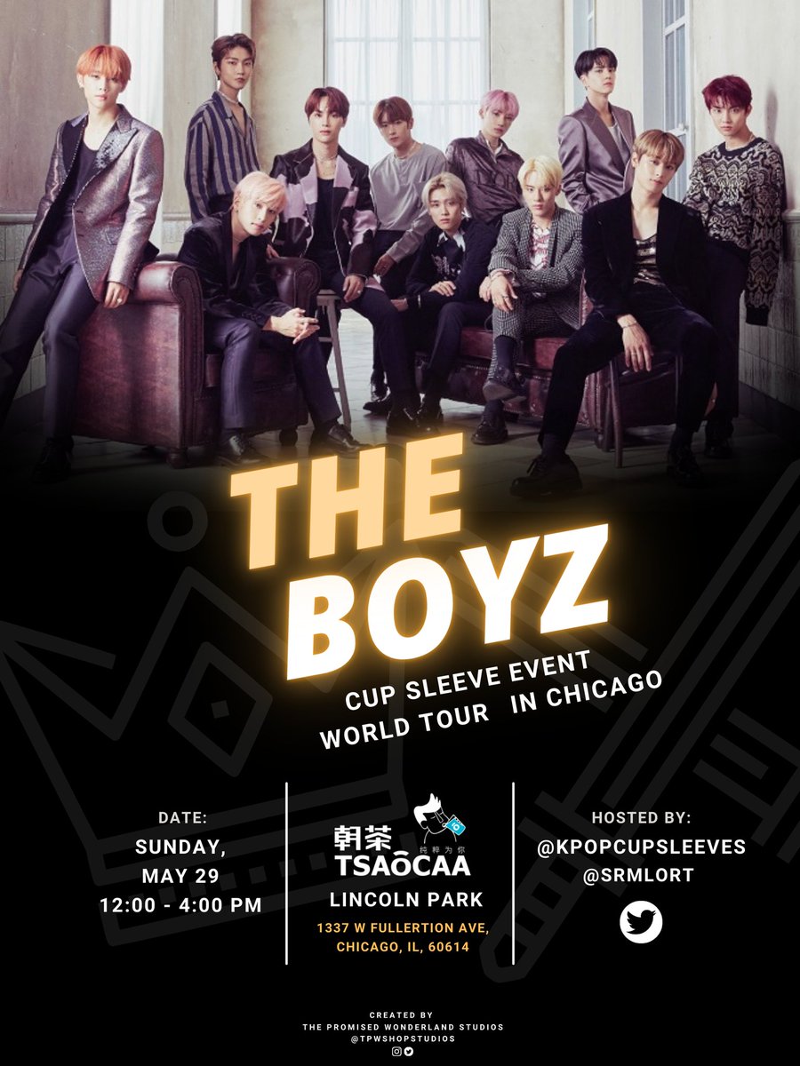 srlmort's tweet photo. 📢Calling all Chicago Deobi!!

@kpopcupsleeves and I are hosting a cupsleeve for @WE_THE_BOYZ #THEBOYZ on May 29th at Tsaocca. 

This is a joint cupsleeve for Jacobs birthday and the concert.

We'll also be doing a raffle! 

Come celebrate the Boyz with us!!! https://t.co/Cf7snnqO89