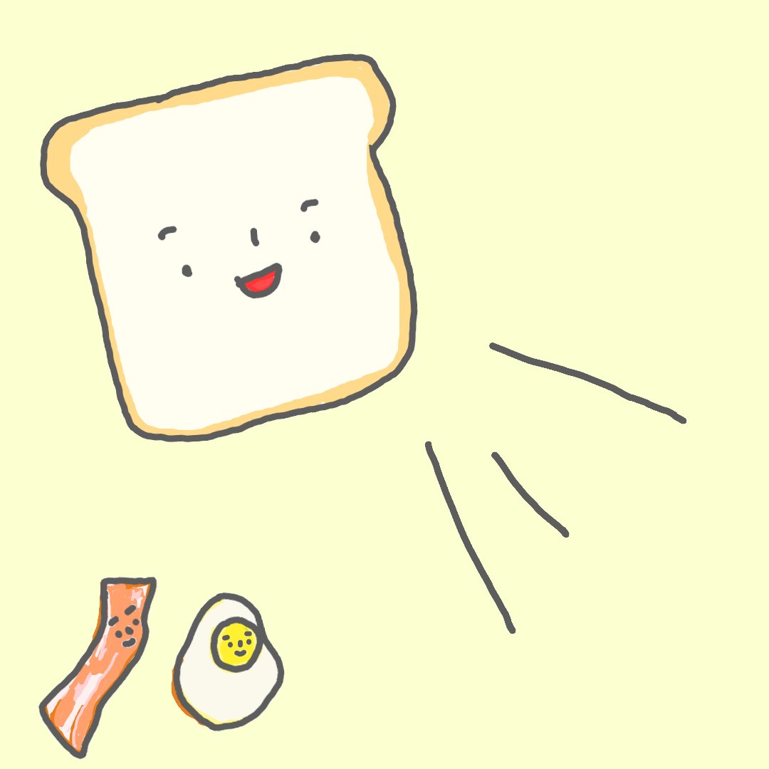 Kanacha ゆる絵ゆるゆる描き トーストも好きです こんがり ベーコンと目玉焼きもこんがり T Co Go16bkhsp2 Twitter