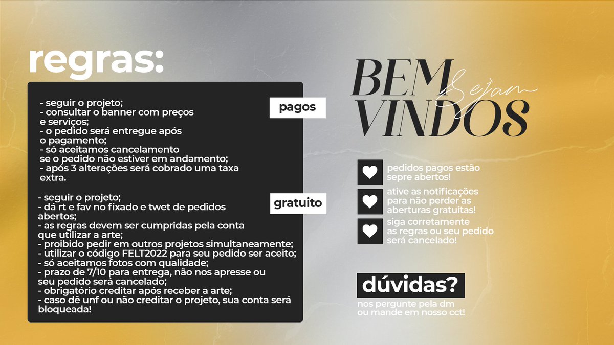 Feltdsign's tweet photo. Bem Vindo! Leia as regras e as siga corretamente antes de pedir. Qualquer dúvida chamar na dm✨

[🎨] Portfólio: https://t.co/jbksSKfpiE
[🗒️] Cronograma: https://t.co/n6gGKwvfL2
[😺] CuriousCat: https://t.co/lh4mLnOH9f
[💸] Pedidos pagos sempre abertos. https://t.co/MFu7AEGDXN https://t.co/RtAfAk5FsW