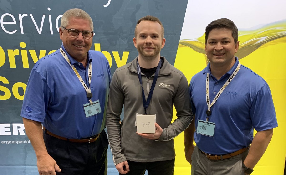 ErgonOils's tweet photo. Congrats to Mark Castonguay with Eastern Oil — winner of AirPods given away by Ergon’s HyGold team at #STLE2022! #ErgonSpecialtyOils #HyGold #baseoil https://t.co/U8VfNS5q6n