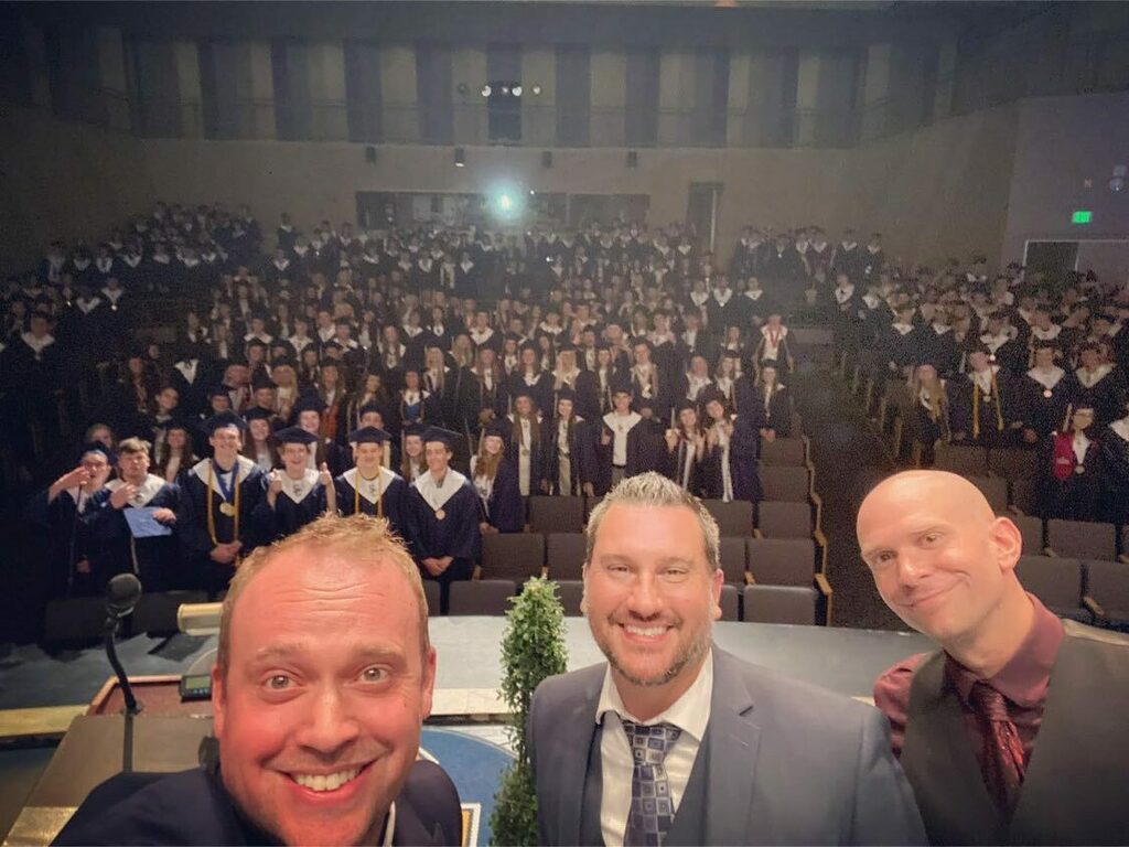 WeAreSCHS's tweet photo. Repost from @steven_book
•
It was a tremendous honor to share the stage with these two and deliver one final message to the graduating class of 2022! #FailMore
#WeAreSCHS https://t.co/icmk5baFMk https://t.co/FAyZx2wr0p