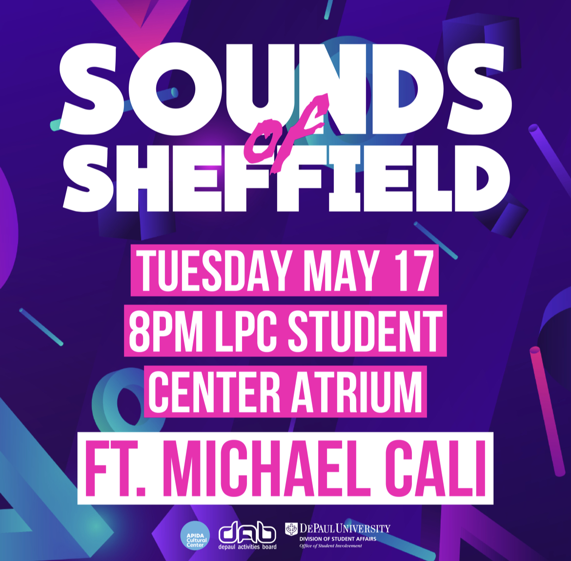 Right after FEST Preview, hang around for the LAST Sounds of Sheffield featuring Michael Cali! 

✨🎶✨🎶✨🎶✨🎶✨🎶✨🎶✨

#depaulactivitiesboard #dabspringevents #soundsofsheffield #depauluniversity #depaul #campuslife #campusactivities