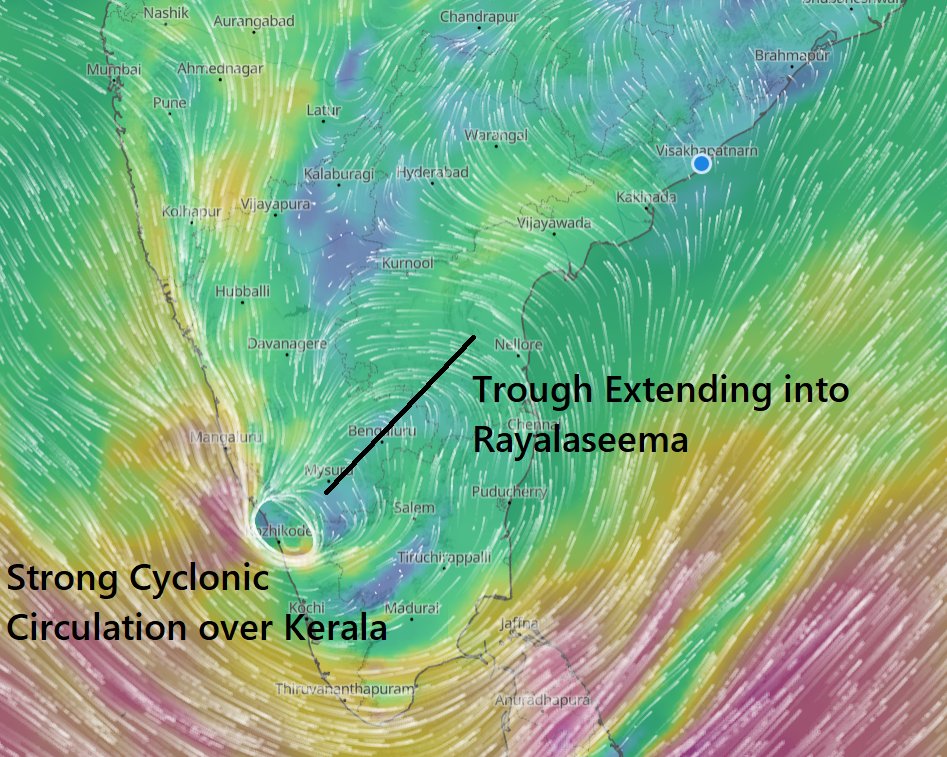 APWeatherman96's tweet photo. HEAVY RAINFALL ALERT ⚠️📢📢-
---
Circulation to form close to Kerala Coast. For next 3 days, This will definitely bring HEAVY RAINFALL for #Anantapur, Sathya Sai (Puttaparti), Kadapa, Chittoor, #Tirupati, Kurnool and #Nandyal districts.

Scattered rains ahead for Coastal AP. https://t.co/3yDPvmy4gf