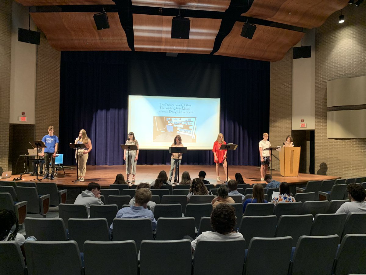 Super proud of the students in my theatre arts classes for their presentation of “From Scroll to Stage: New Takes on Old Myths” … 6 original scripts by Special Topics students, Acting 2 students reading multiple roles, and technical design by Tech Theatre students. 😊 🎭
