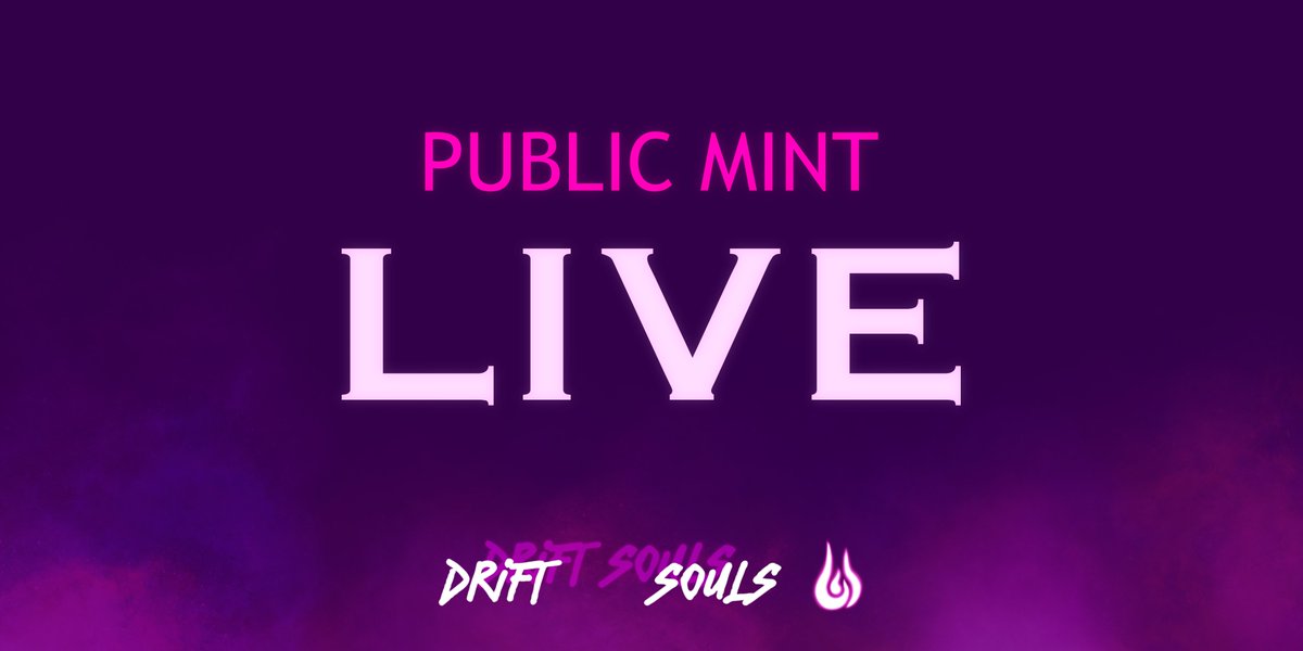 🚨SOULS!! WHITELIST MINT IS LIVE!!🚨

MINT NOW HERE- metamirror.space/mlaunch/drifts…

REMEMBER TO BUY AT LEAST 2 SOULS

**ALL THE UNMINTED NFTS WILL BE DISTRIBUTED BETWEEN THE HOLDERS WITH MORE THAN 2 #NFTs  **

We wanted to reward our drift soul **investors** by encouraging them to mint