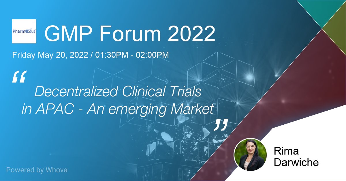 RimaDarwiche1's tweet photo. I will be speaking at the PharmOut GMP Forum 2022 In Melbourne on the 20th of May, on #clinicaltrialsday 
As #decentrializedclinicaltrials are now the main stay of #clinicaltrials it is important that all sectors are informed regarding feasibility and implementation in  #APAC https://t.co/CsL57a9xIE
