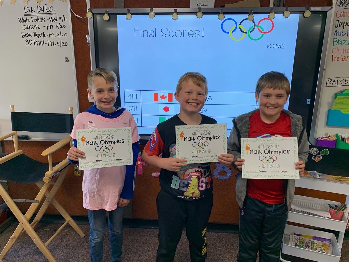 WestridgeSM's tweet photo. Math Olympics has wrapped up in Miss Medina’s class! 7 days and 7 events later, Team China took home the gold!! Congrats to all teams for a job well done! 🥇🇨🇳🥈🇧🇷🥉🇦🇺🇨🇦🇯🇵🇮🇪 #WestridgeWildcats https://t.co/o9JgPc8nhH