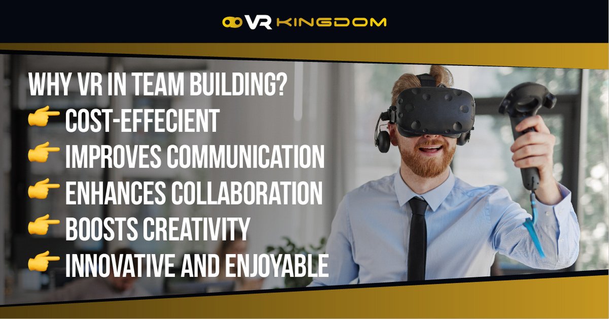 VRKingdomsydney's tweet photo. ✔️ Adding virtual reality technology to team-building exercises is an effective way to improve creativity, communication, trust, and leadership skills. 
.
#vrgames #virtualreality #vrforteambuilding #vrfortraining https://t.co/rvpdlGkFXs