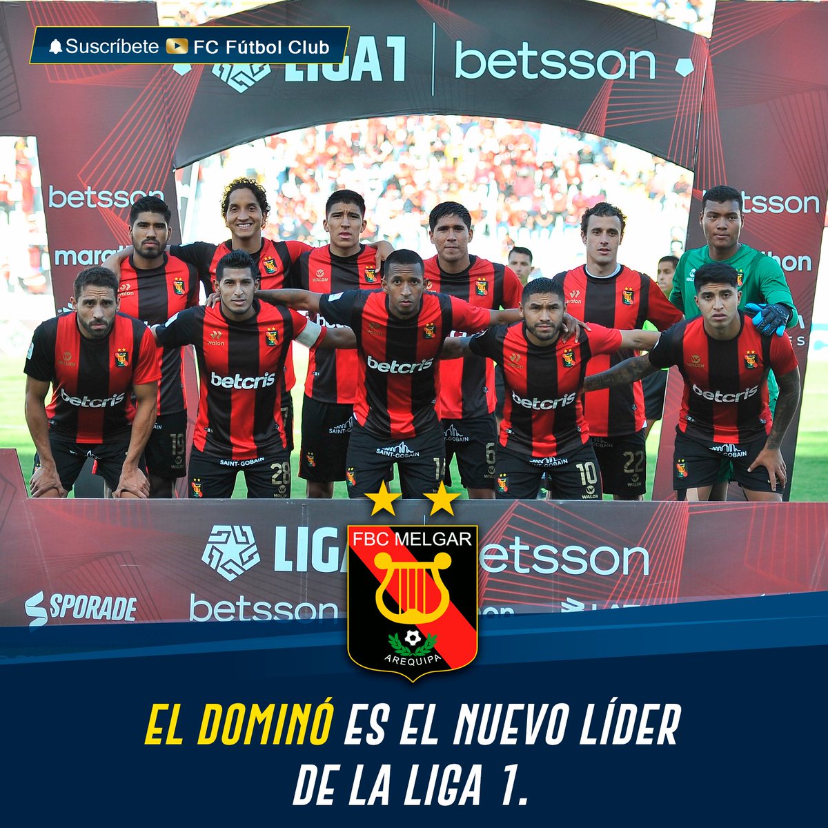 FCFutbol_Club's tweet photo. 🇵🇪 ¡CINCO PARTIDOS INVICTO Y PUNTERO! #LIGA1 🔴⚫@MelgarOficial se convirtió en el líder del Torneo Apertura tras su quinta victoria consecutiva, siendo la última de local por 3 a 0 sobre ADT.

#FCFútbolClub #Liga1 #Fútbol #Perú #FBCmelgar https://t.co/KwySY19WSb