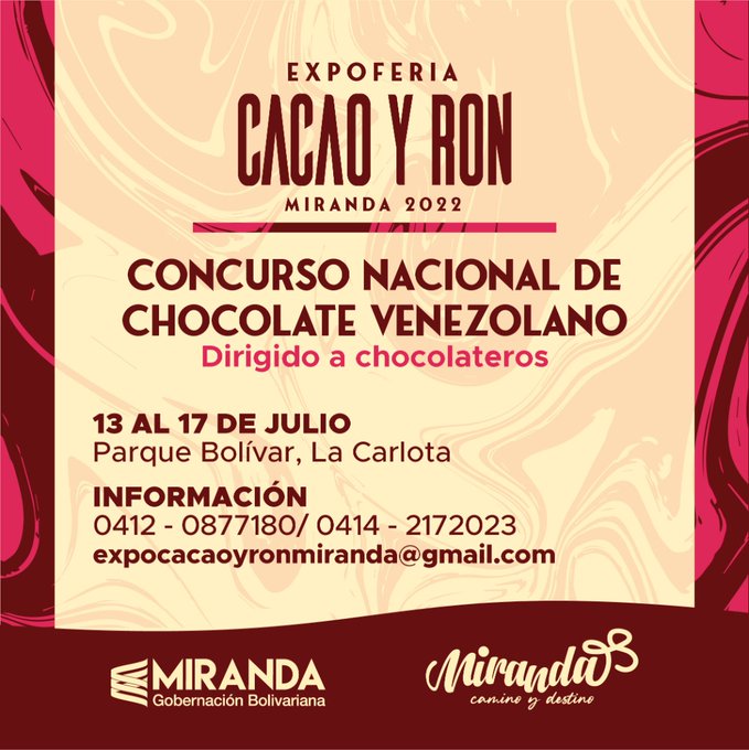 Expoferia Cacao y Ron Miranda 2022 inicia el 13 de julio
