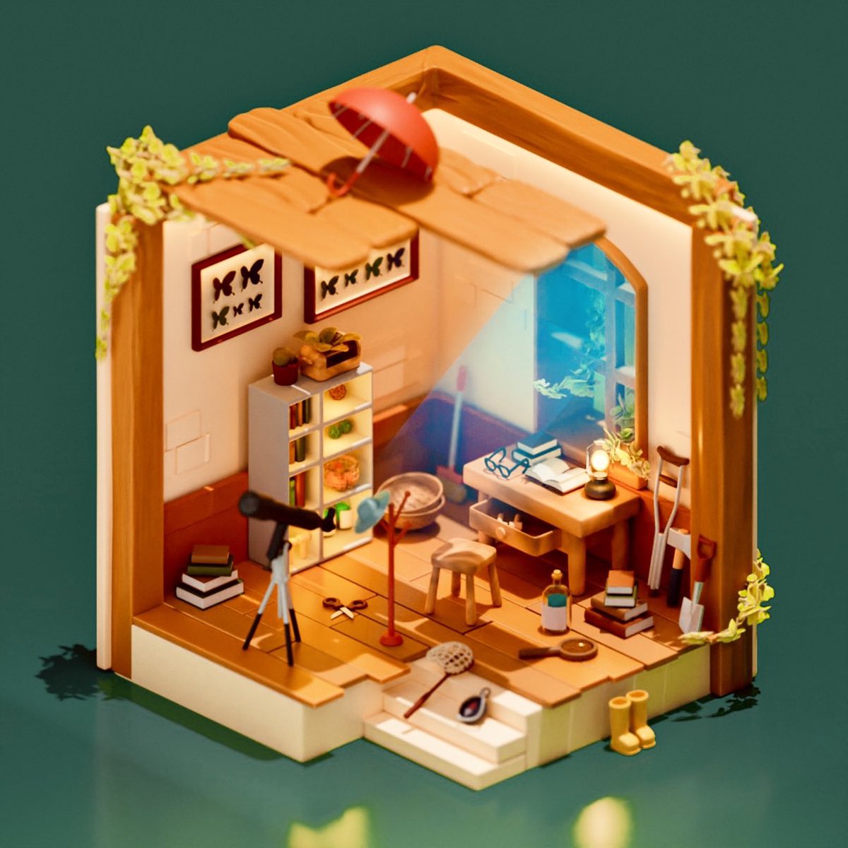 corabbitfamily's tweet photo. little Secret base🦋
#blender #b3d #littleroom #lowpoly #3dart https://t.co/QadZOWPqT8