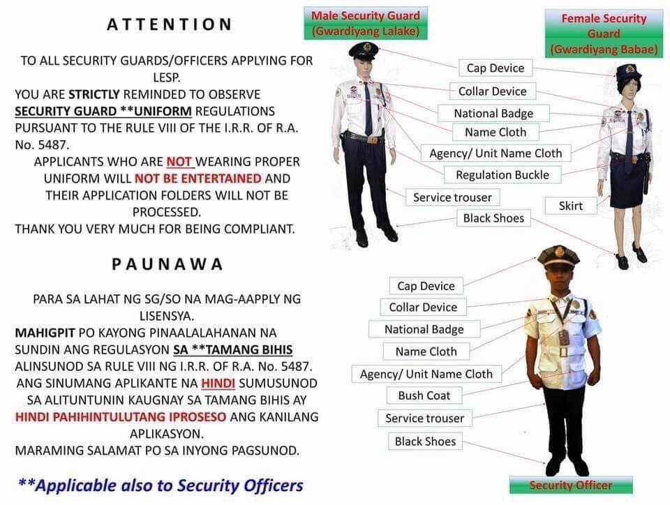 1sigmaforce's tweet photo. The mandatory SOSIA Security guard/ Officer and Lady Guard proper uniform.  Strictly be followed.
#SecurityAgency
#SecurityAgencydole174
#SecurityAgencyISO
#Security_Agency
#SecurityGuard
#BestSecurityAgency
#SecurityAgencyPadpao
#1sigmaforceSecurityAgency
#HR https://t.co/PZ00c2Tcd1