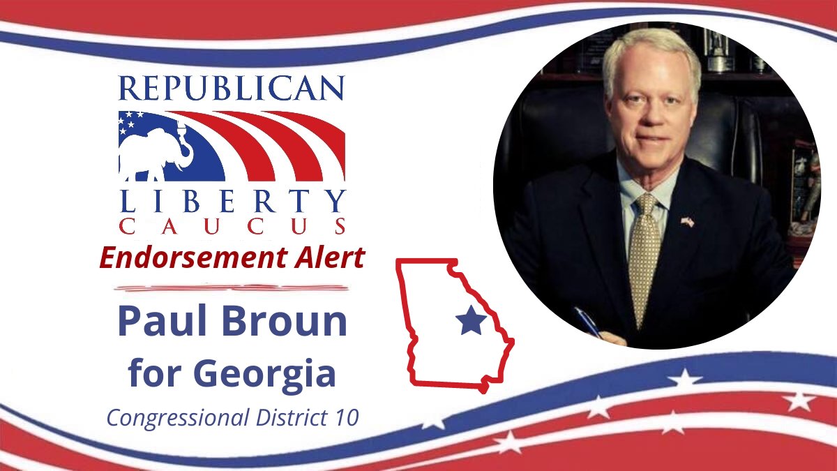 RLibertyCaucus's tweet photo. The Republican Liberty Caucus proudly endorses @PaulBrounforGA. As a former member of Congress, Paul Broun has a principled record of defending liberty. We need proven freedom fighters like Paul Broun to keep the GOP grounded on principle. Let’s send him back to DC! #RLCendorsed https://t.co/KEDwiT6Cy9
