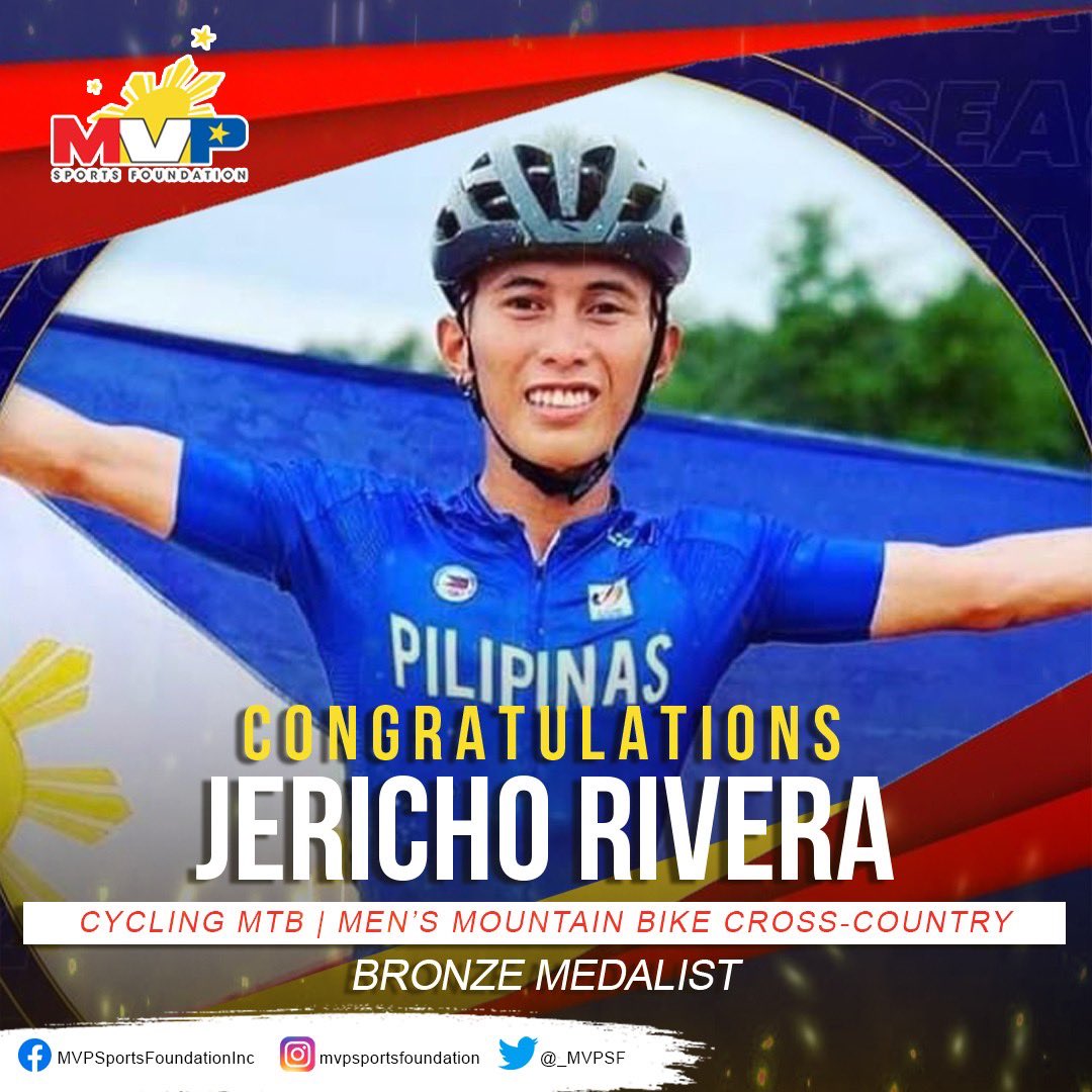 mvpsfph's tweet photo. for 🚴♂️!
Congratulations Jericho Rivera for winning a bronze medal in the Cycling MTB Cross Country event of the 31st Southeast Asian Games! 🇵🇭
Follow us on our social media handles! IG/FB/Twitter👉🏼 mvpsfph
#MVPSF
#ParaSaAtleta
#TungoSaGinto
#Husay https://t.co/w78AuLCnNs
