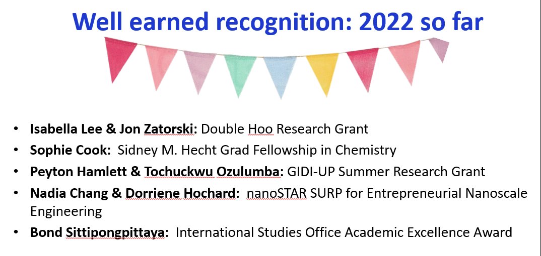 PompanoLab's tweet photo. Prepping slides for my slightly delayed #StateOfTheLab talk tomorrow, and it is taking longer than expected because the students and postdocs in my lab won did so many cool things in the past 16 months. Had to break up their awards onto two slides! #ProudPI https://t.co/JtpcpkBc4n