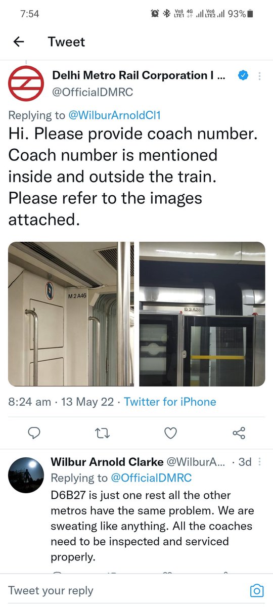 WilburArnoldCl1's tweet photo. When will Delhi Metro awaken? M6B38 still having the same problem. Tweeting the same problem again and again, still no action taken by @OfficialDMRC.
People want an answer now. Ignoring won't solve the problem. 
@DCP_DelhiMetro
#Govt #dmrc #officialdmrc #OfficialDMRC #AAP #BJP https://t.co/0JkYKQGjCL