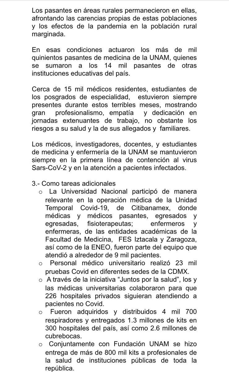 letroblesrosa's tweet photo. Mentira que la @UNAM_MX haya retirado a los médicos de los hospitales y no haya cooperado en atender la emergencia por Covid 19 en el sector público.

La UNAM tuvo al menos 15 mil pasantes y estudiantes al pie del cañón y fue la autoridad sanitaria quien restringió accesos. https://t.co/OMXHuqNHeK