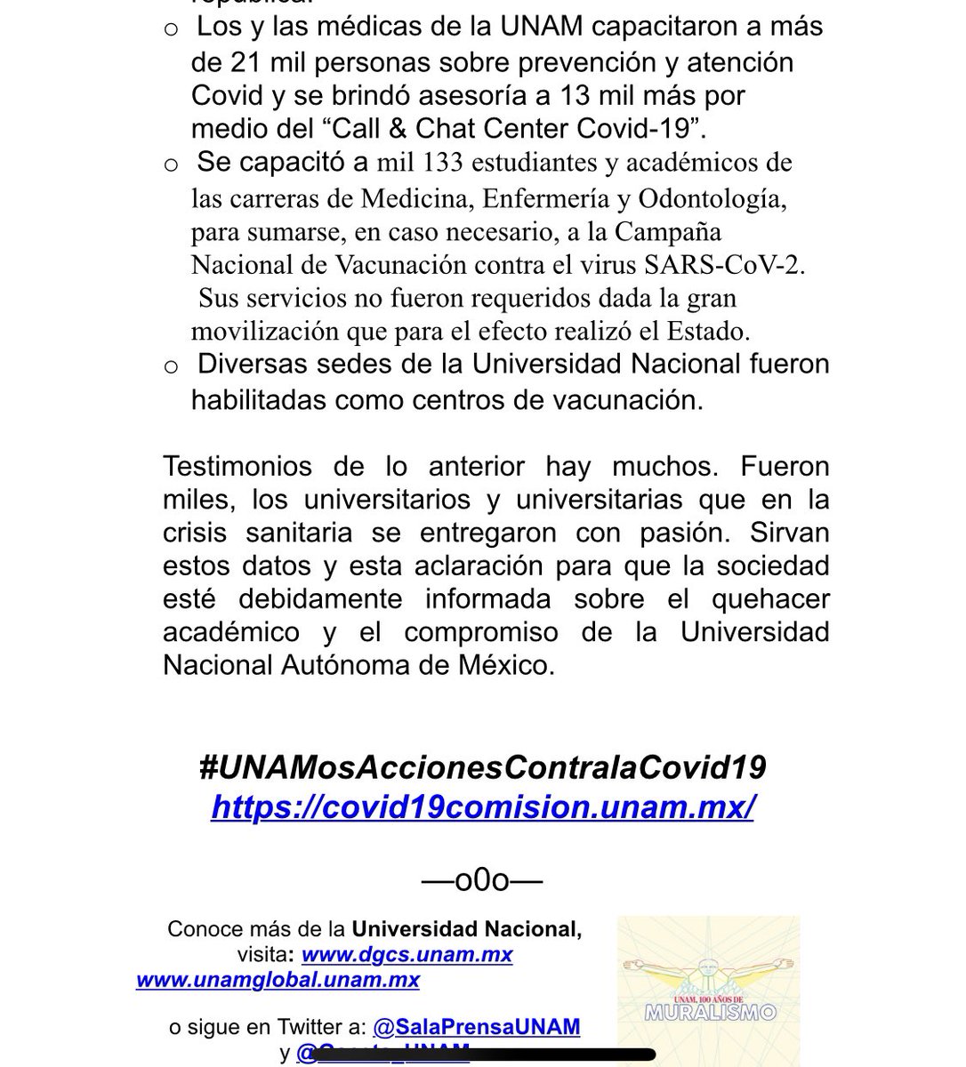 letroblesrosa's tweet photo. Mentira que la @UNAM_MX haya retirado a los médicos de los hospitales y no haya cooperado en atender la emergencia por Covid 19 en el sector público.

La UNAM tuvo al menos 15 mil pasantes y estudiantes al pie del cañón y fue la autoridad sanitaria quien restringió accesos. https://t.co/OMXHuqNHeK