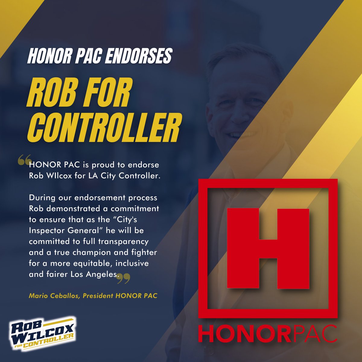 rob4controller's tweet image. I am honored to have earned the support of HONOR PAC in my campaign for Los Angeles City Controller. 

Learn more about my campaign at robforcontroller.com.