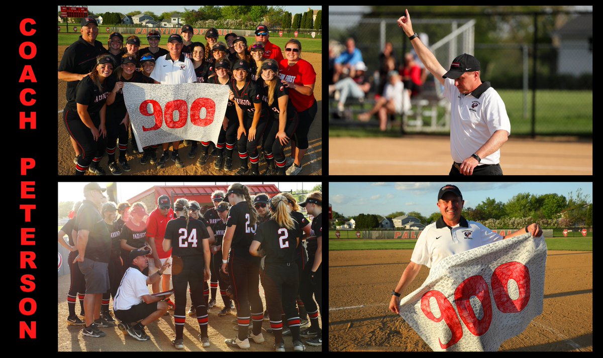A huge congratulations to Coach Peterson on his 900th career win today.  What an incredible accomplishment!  The athletes <a href="/softballBHS_/">Barrington H.S. Softball</a> <a href="/BHS220Athletics/">BarringtonAthletics</a> are lucky to have such a committed and talented coach.  🥎🖤❤️🥎🖤❤️🥎❤️🖤🥎