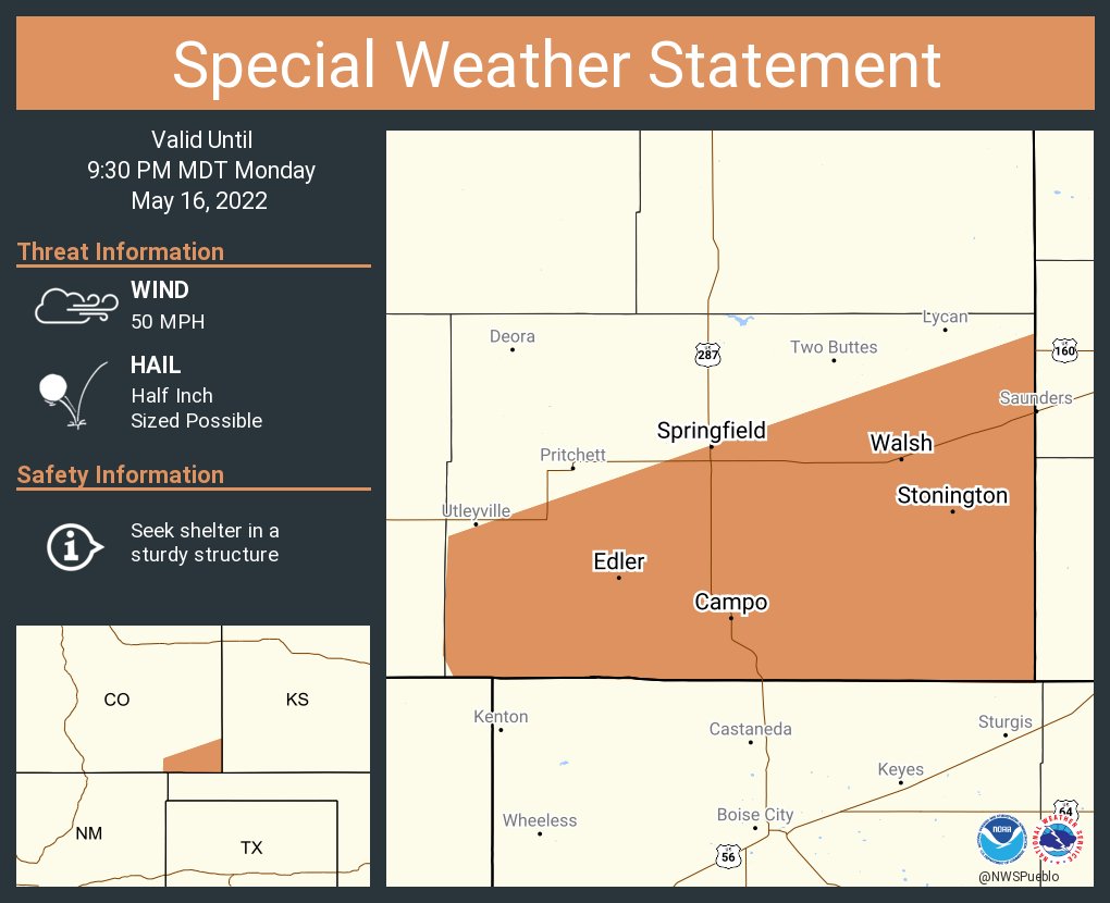 NWS Pueblo on Twitter "A special weather statement has been issued for