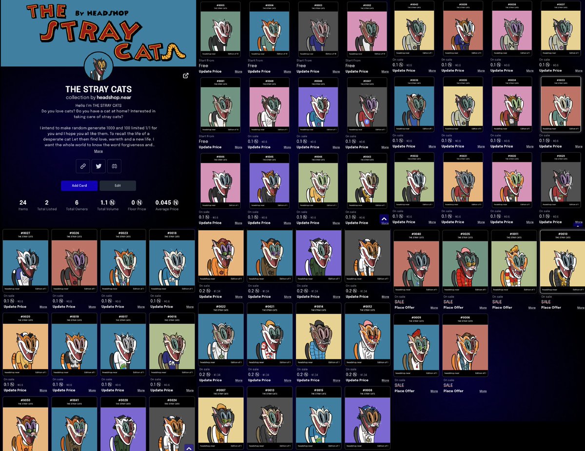 50/1000

Paras
paras.id/collection/the…

Discord
discord.gg/fp7VM9Q2

#art #NFT #nftart #NFTCommunity #headshopbrand #paras #PARASnft #cat #straycat #thestraycats #NEARProtocol #nearNFTs #NEAR