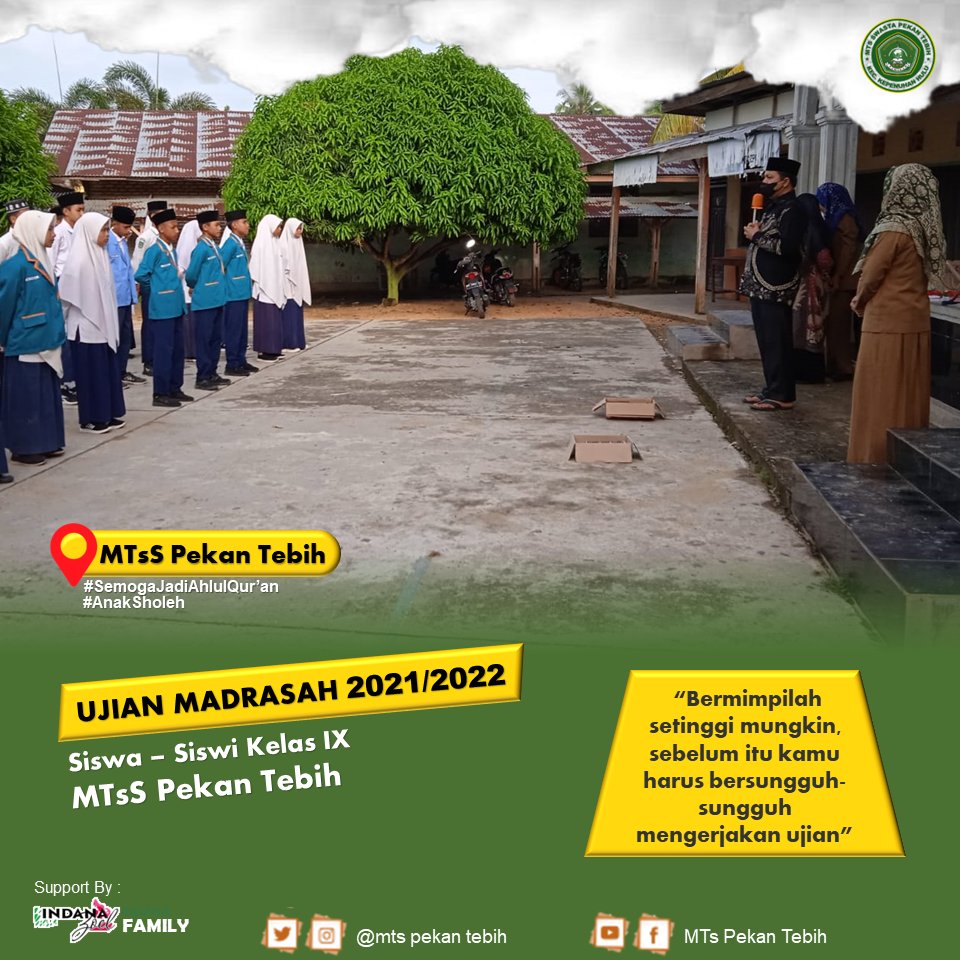 MtsPekan's tweet photo. Selasa, 17 Mei 2022

Gallery MTs Pekan Tebih || Apel Pembukaan Persiapan Pelaksanaan UJIAN MADRASAH berbasih ANDROID Tahun Pelajaran 2021/2022, yang dibuka langsung oleh Kepala Madrasah Bapak H. Zulkarnain Hifni Alwi, S.Pd...

#TetaplahBermimpi
#SemogaSukses https://t.co/CL70UmSuqo