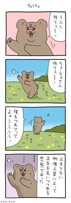 4コマ漫画 悲熊「ちょうちょ」悲熊 #キューライス 